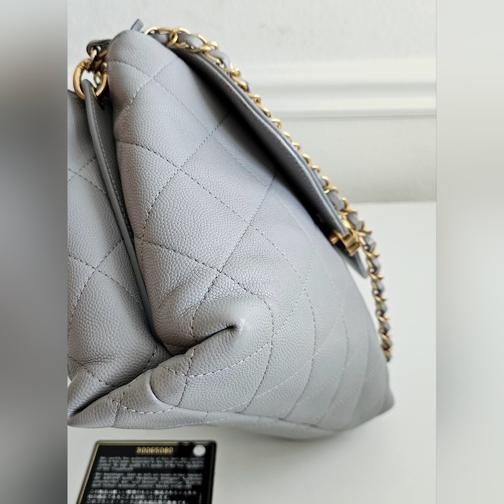 Chanel Gray Caviar Leather Top Handle Two-way Flap Bag - Picture 6 of 16